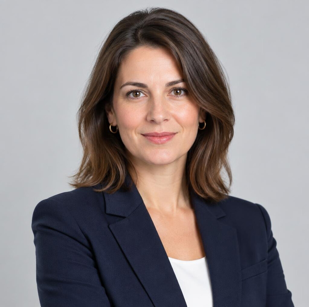 Studio portrait of a European businesswoman in her mid-30s